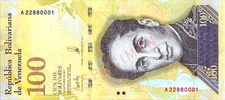 Le Bolivar vénézuélien est la monnaie ayant le taux d'inflation le plus élevé.